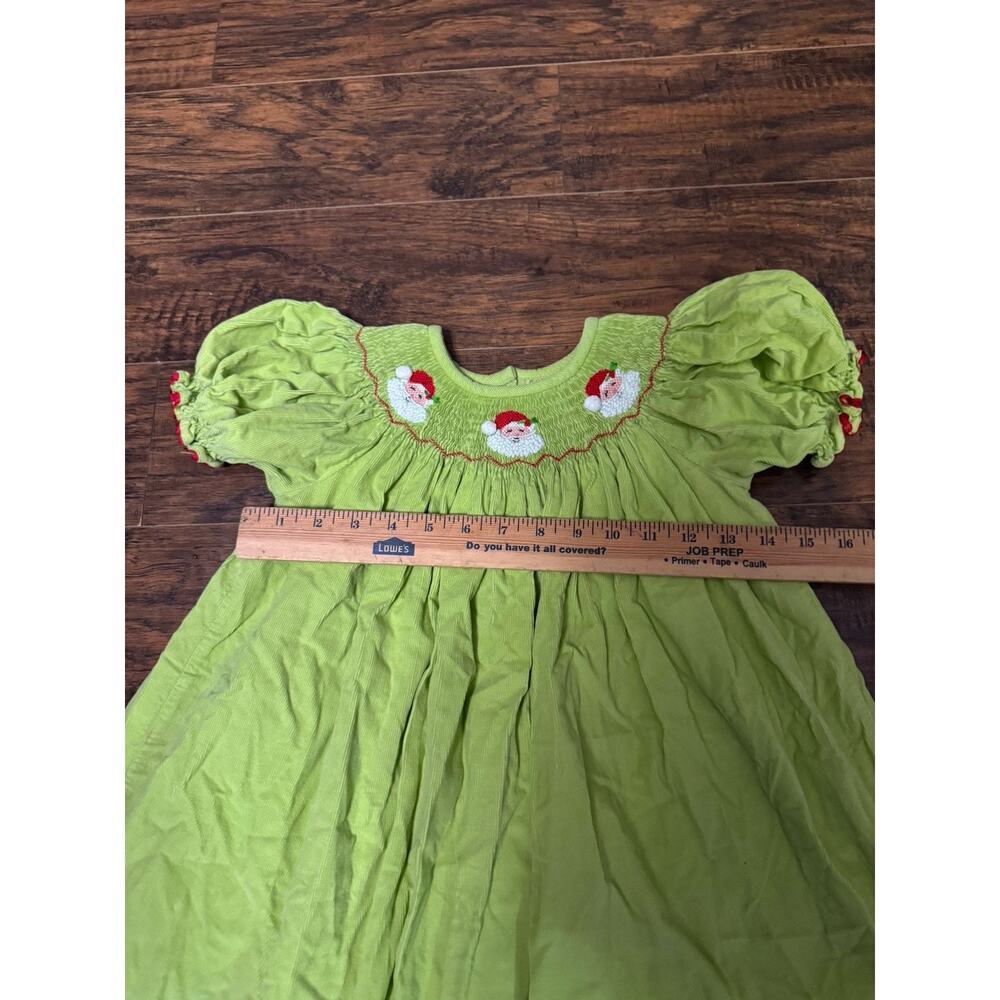 Southern Tots Green Smocked Santa Christmas Dress Sz:6 - Picture 3 of 7